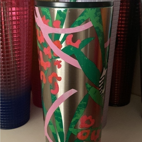 NWT STARBUCKS STAINLESS STEEL PALM LEAF AND LEOPARD PRINT TUMBLER - Picture 4 of 4